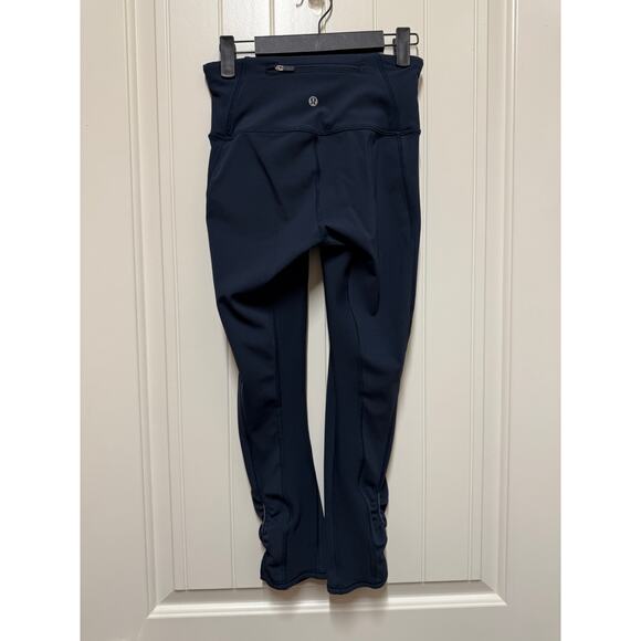 Lululemon Leggings cropped ruching Navy Blue Size 4 - Picture 3 of 4
